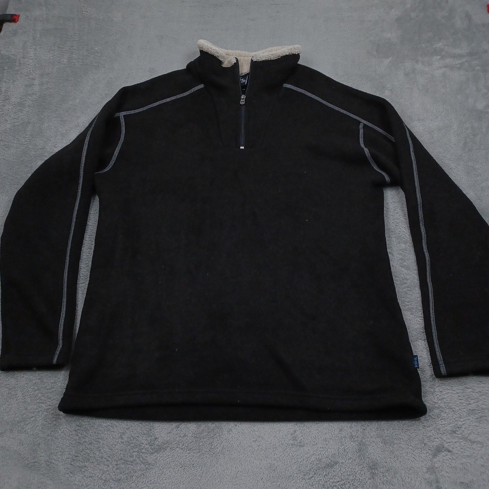 Kuhl Sweater Mens XXL Black 1/4 Zip Pullover Fleece Outdoor Logo Casual